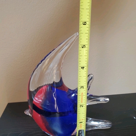 Abstract Glass Art Fish Sculpture - Red and Blue - Picture 5 of 6